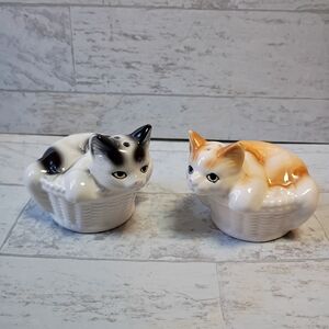 Vintage Black and Orange Cat Figurines